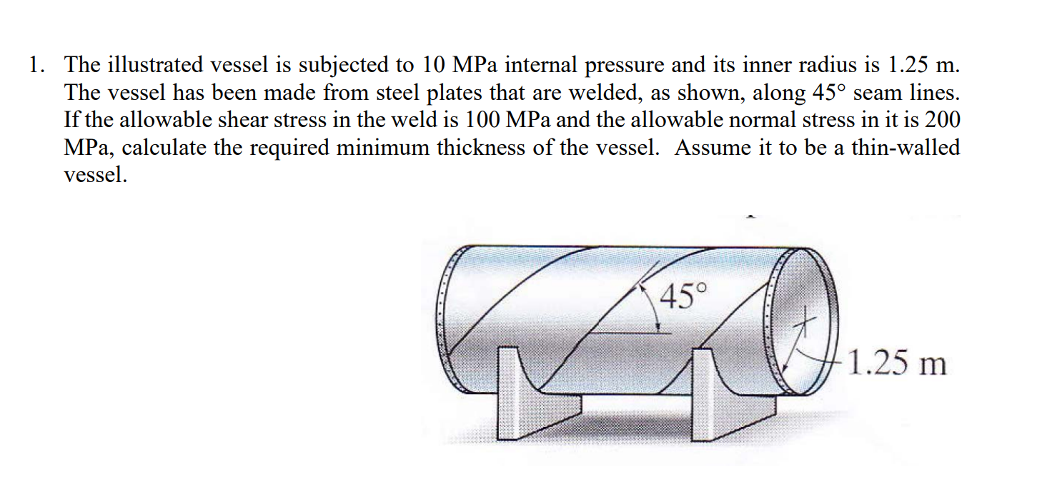 Solved The illustrated vessel is subjected to 10MPa internal | Chegg.com
