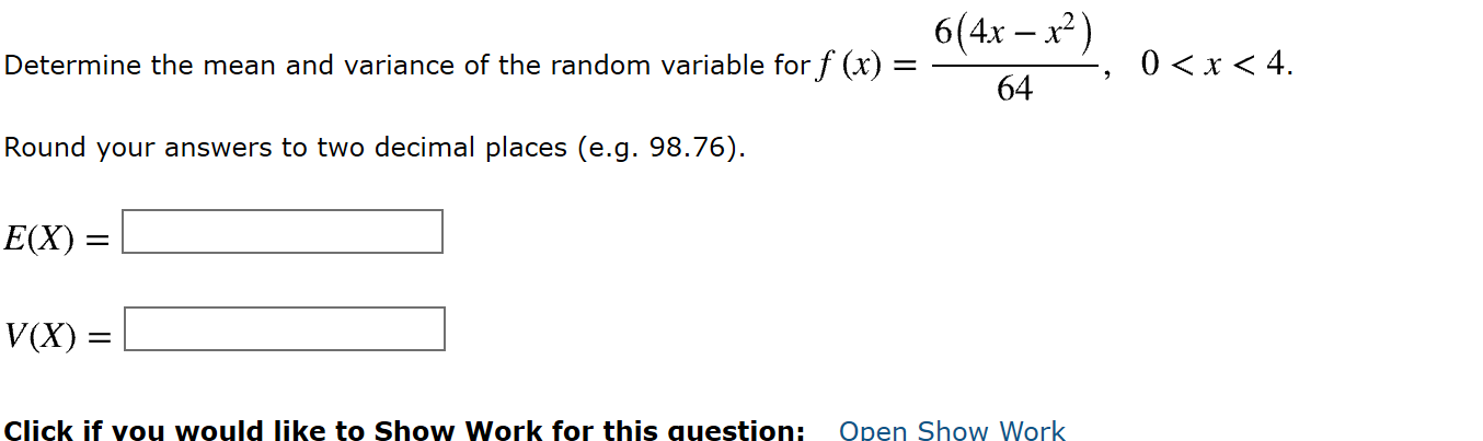 Solved Determine the mean and variance of the random | Chegg.com