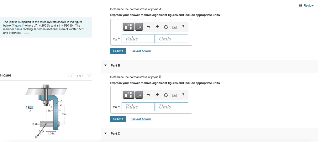 Solved - Review Determine the normal stress at point A. | Chegg.com