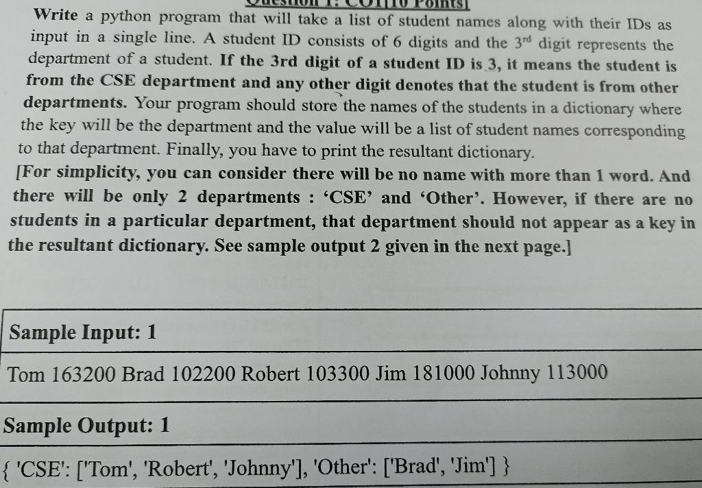 Solved Write a python program that will take a list of | Chegg.com