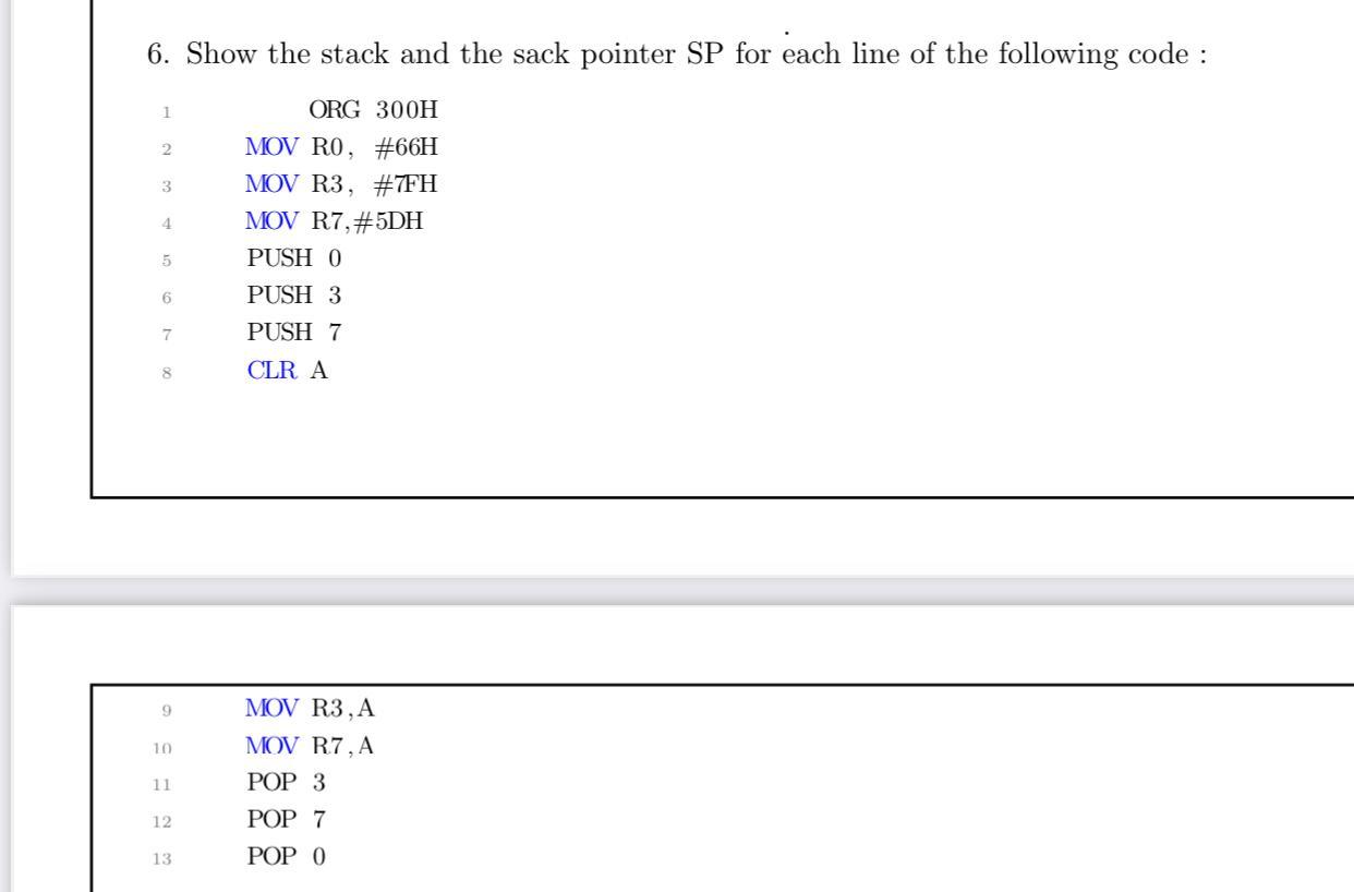 Solved 6. Show the stack and the sack pointer SP for each | Chegg.com