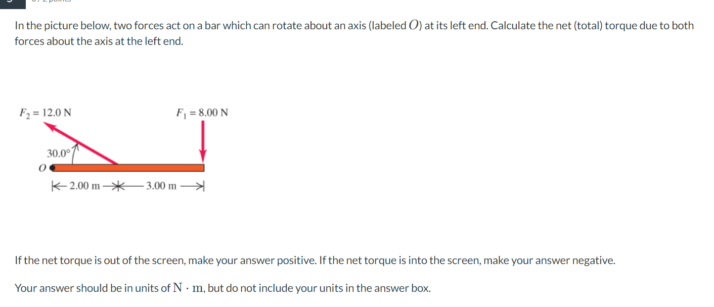 Solved In the picture below, two forces act on a bar which | Chegg.com