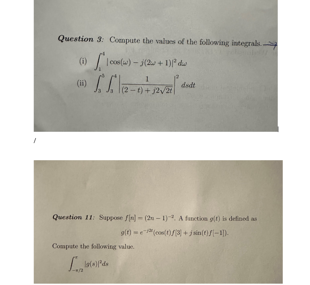 Solved Question 3: Compute the values of the following | Chegg.com