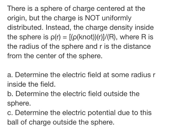 Solved There is a sphere of charge centered at the origin, | Chegg.com