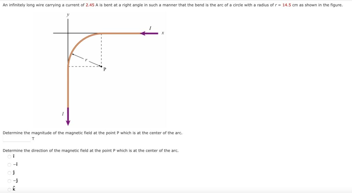 Solved An infinitely long wire carrying a current of 2.45 A