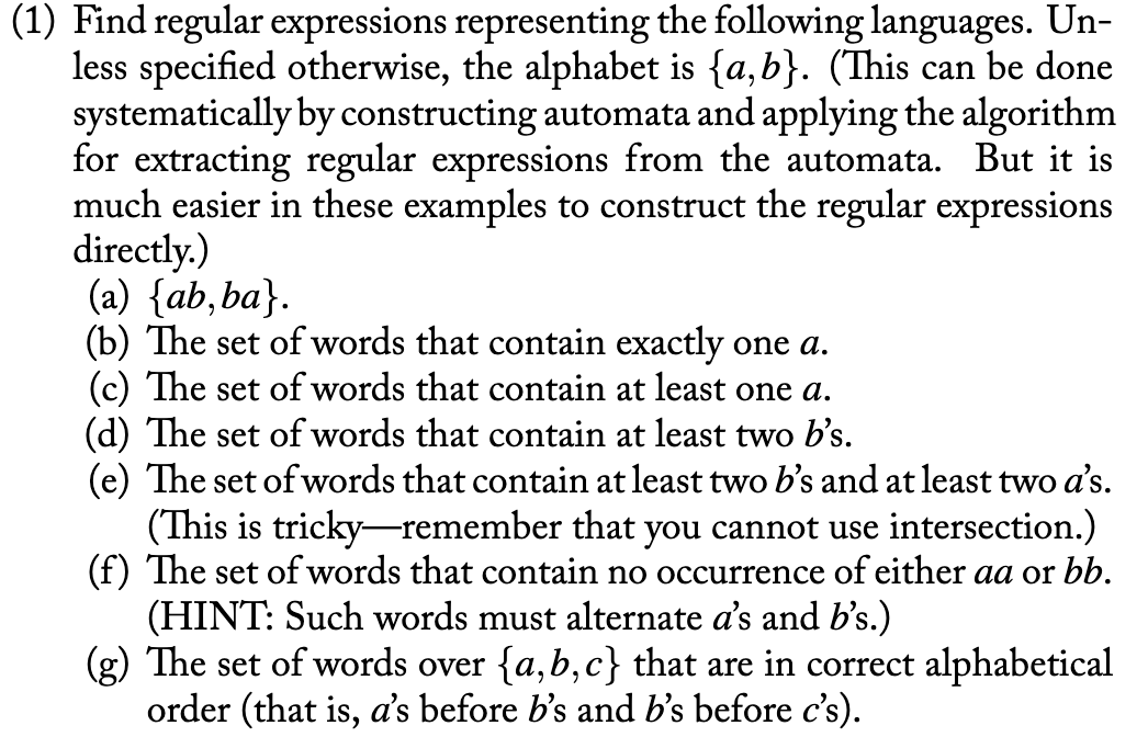 Solved 1) Find Regular Expressions Representing The | Chegg.com