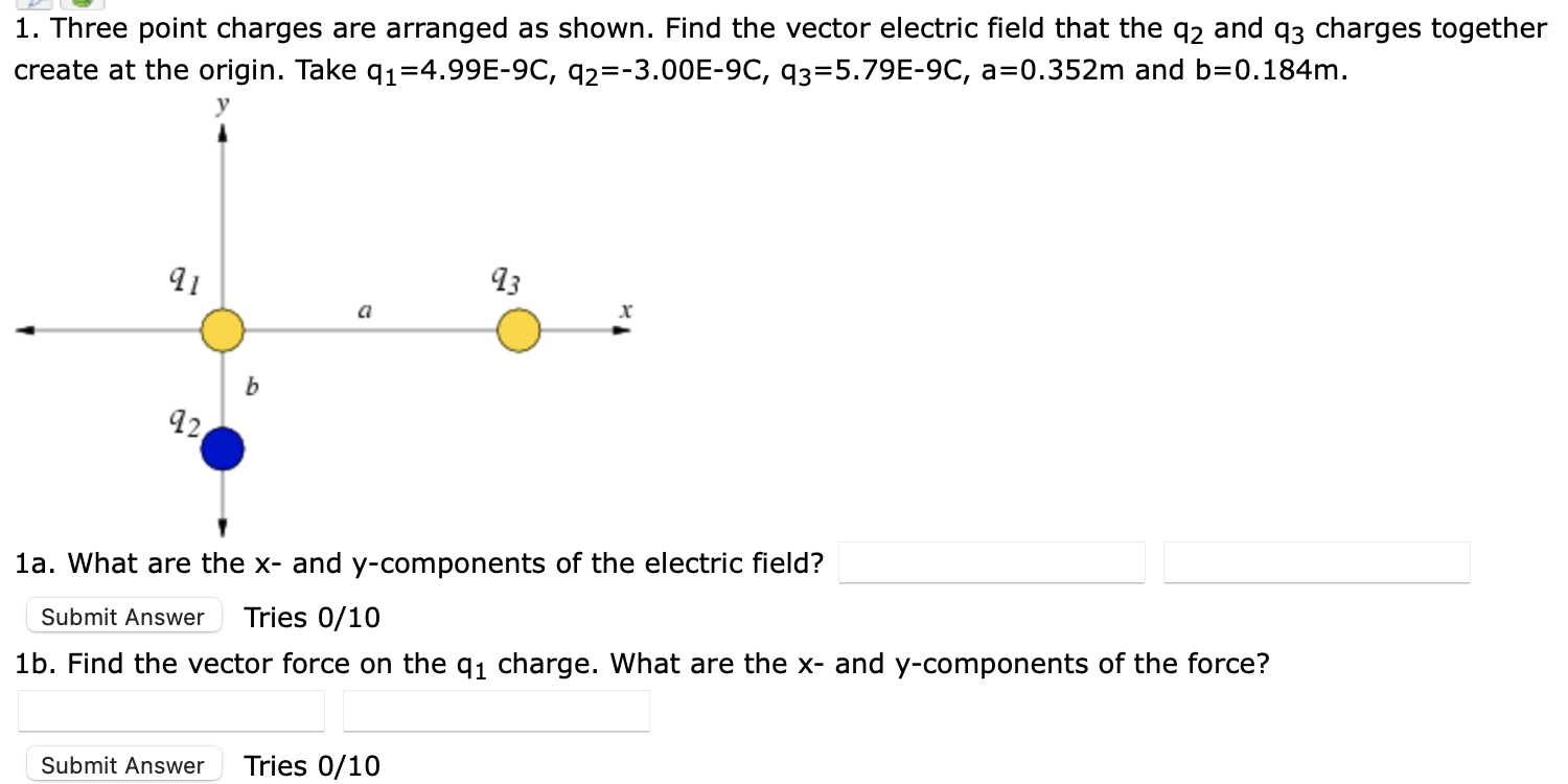 Solved 1. Three Point Charges Are Arranged As Shown. Find | Chegg.com