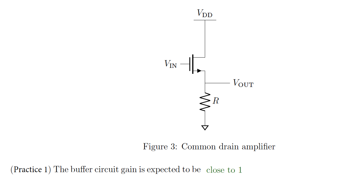 Solved VOD VOUT ER Figure 3: Common drain amplifier | Chegg.com