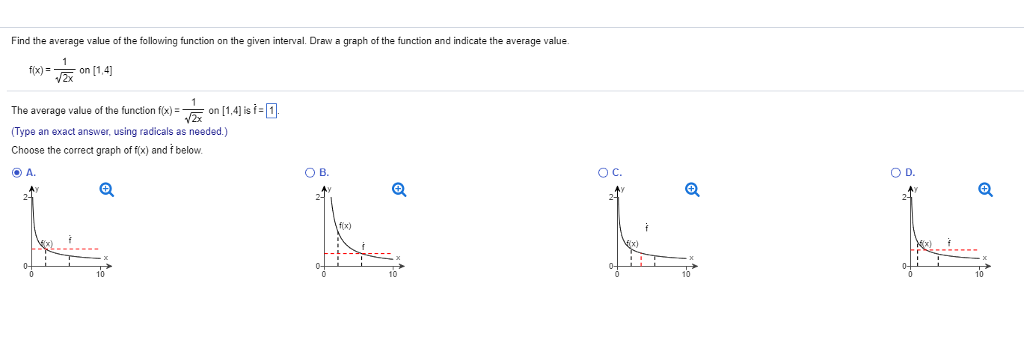 Solved Find the average value of the following function on | Chegg.com
