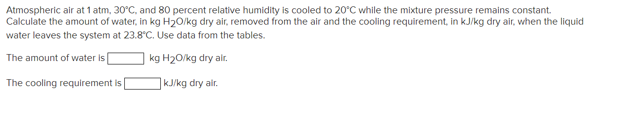 Solved Atmospheric air at 1 atm, 30°C, and 80 percent | Chegg.com