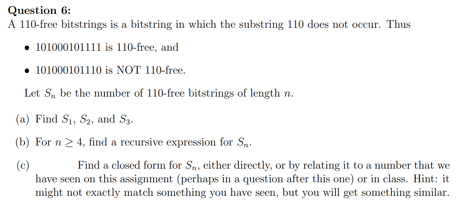 Solved Discrete mathA 110 free bitstrings is a bitstring