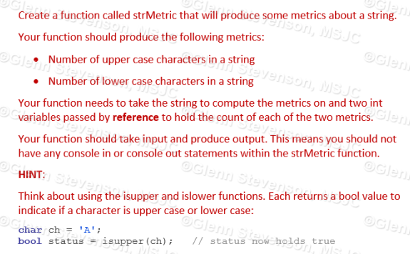 Solved Create a function called strMetric that will produce | Chegg.com