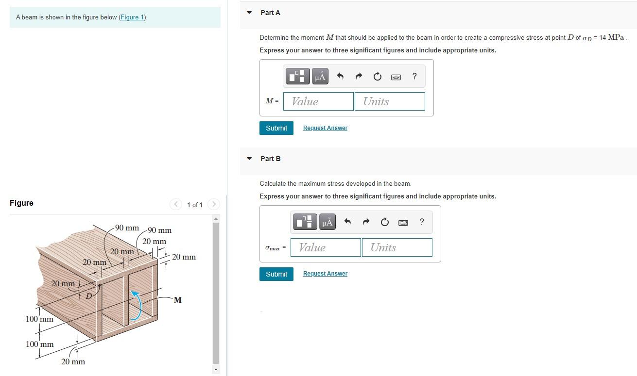 Solved Part A A beam is shown in the figure below (Figure 1) | Chegg.com