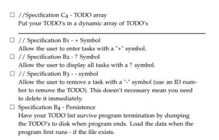 Problem Create a command line TODO list program. | Chegg.com