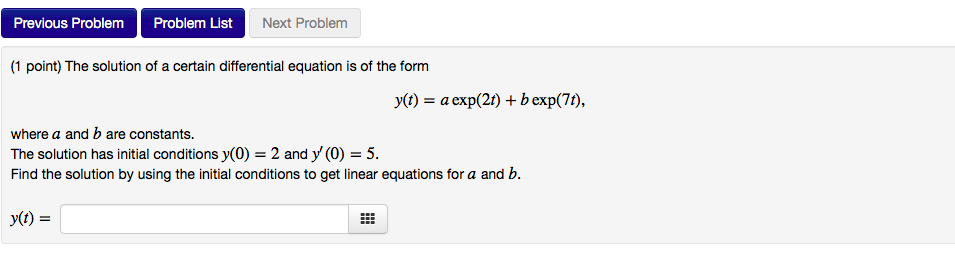 Solved Previous Problem Problem List Next Problem 1 point) | Chegg.com