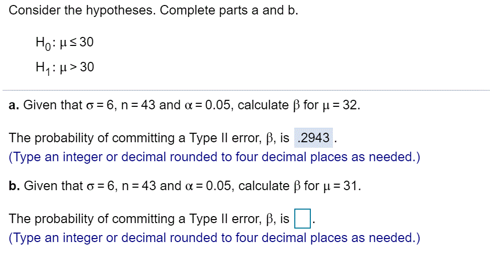 Solved Consider The Hypotheses Complete Parts A And B H Chegg Com