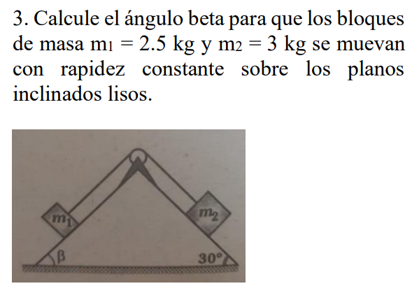 Solved 3. Calcule el ángulo beta para que los bloques de | Chegg.com