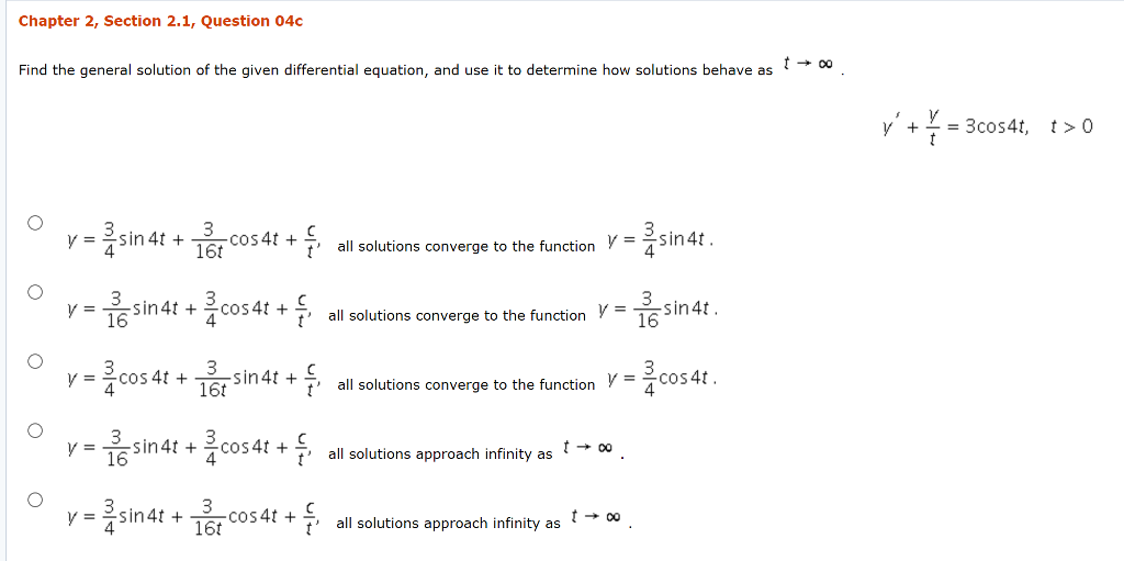 Solved Chapter 2, Section 2.1, Question 04c Find the general | Chegg.com