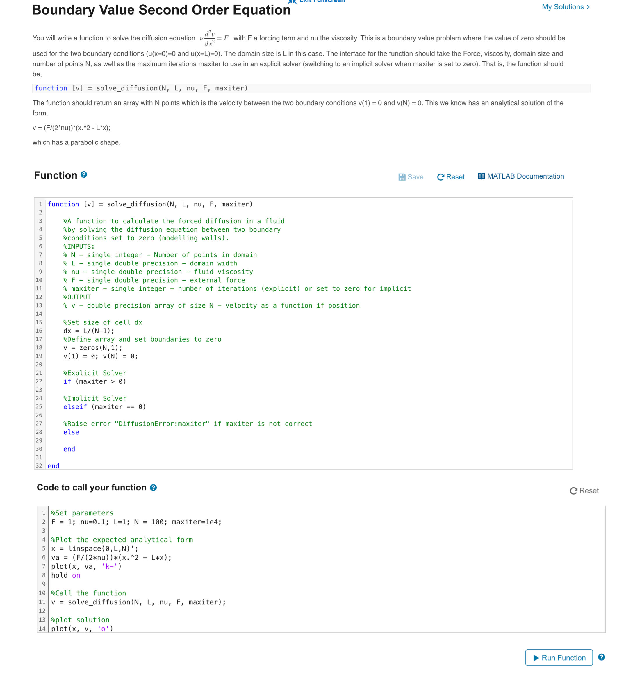 You will write a function to solve the diffusion | Chegg.com