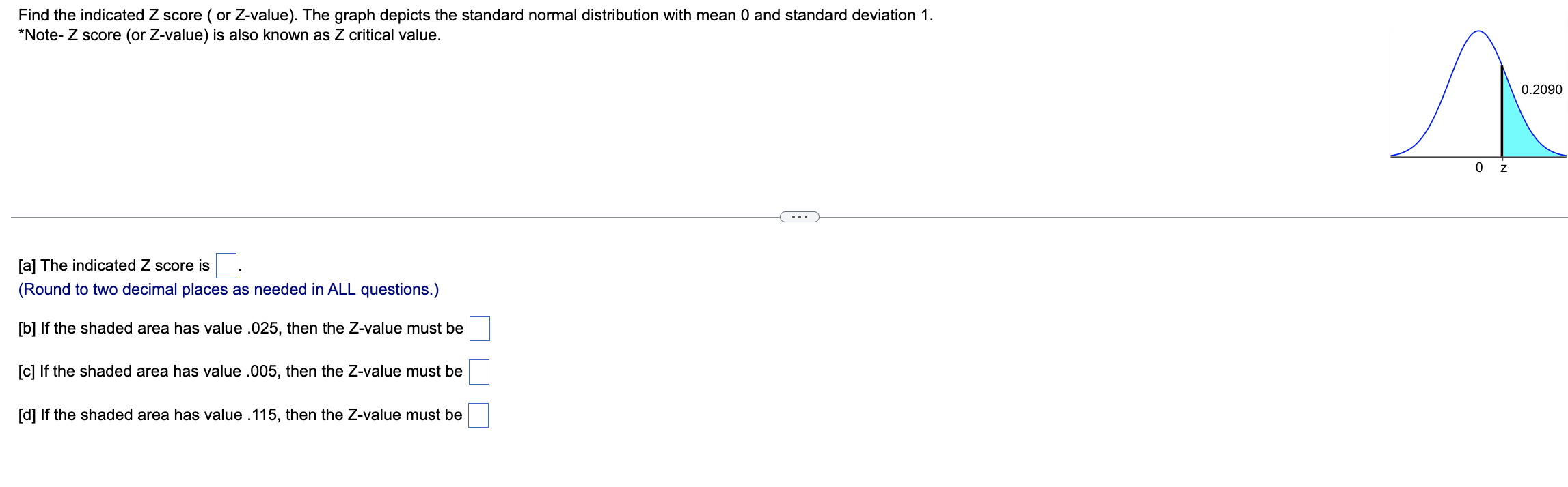Solved Find the indicated Z score ( or Z-value). The graph | Chegg.com