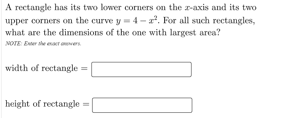 Solved A rectangle has its two lower corners on the x-axis | Chegg.com