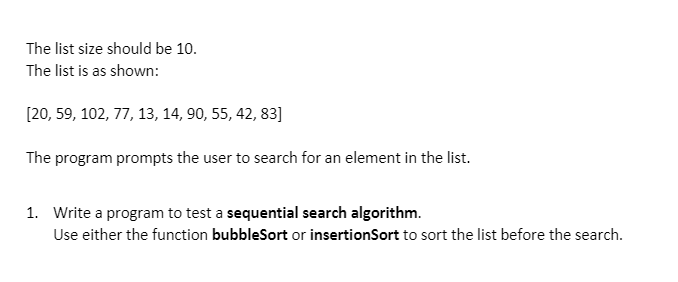 Solved The list size should be 10. The list is as shown: | Chegg.com