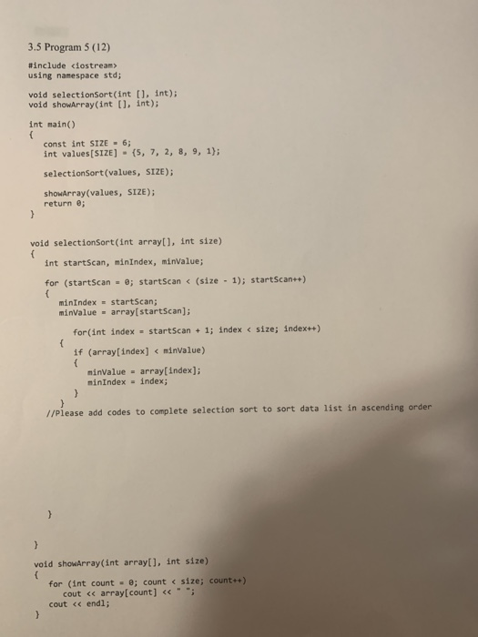 Solved 3.5 Program 5 (12) #include using namespace std; | Chegg.com