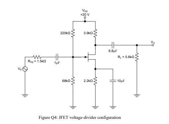 Solved QUESTION 4 A common source amplifier circuit using | Chegg.com