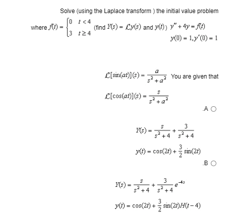 Solved Solve (using the Laplace transform ) the initial | Chegg.com