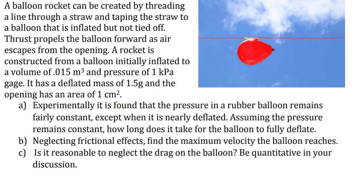 Rocket Threading A balloon rocket can be created by threading a line | Chegg.com
