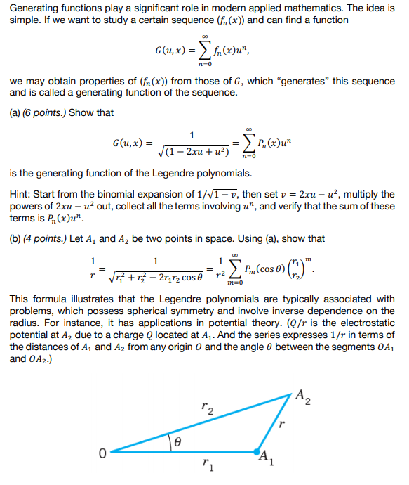 Solved Generating Functions Play A Significant Role In Mo Chegg Com