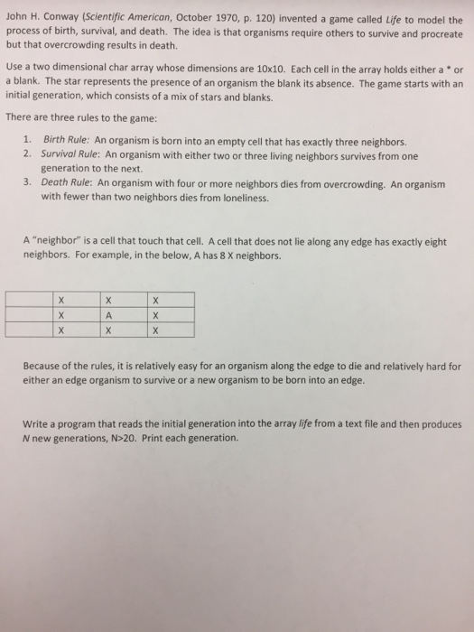 Solved John H. Conway (Scientific American, October 1970, P. | Chegg.com