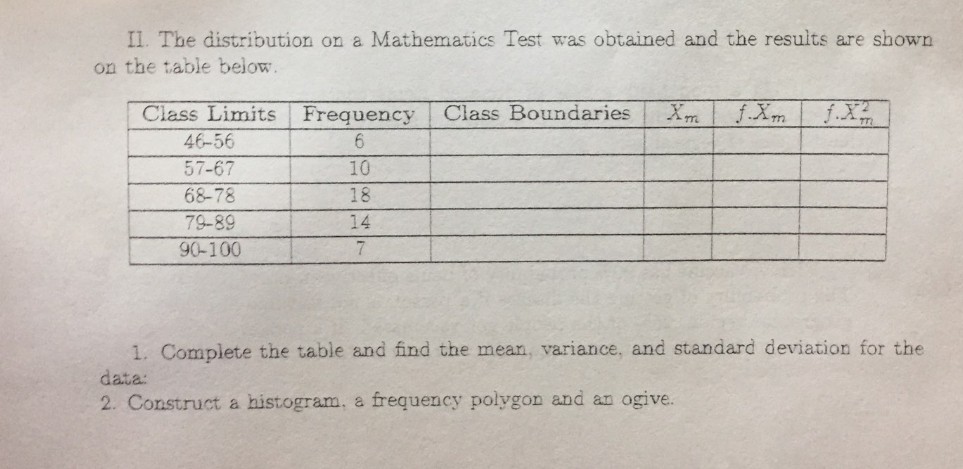 Solved Il. The distribution on a Mathematics Test was | Chegg.com