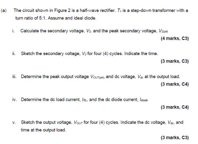 Solved (a) The circuit shown in Figure 2 is a half-wave | Chegg.com