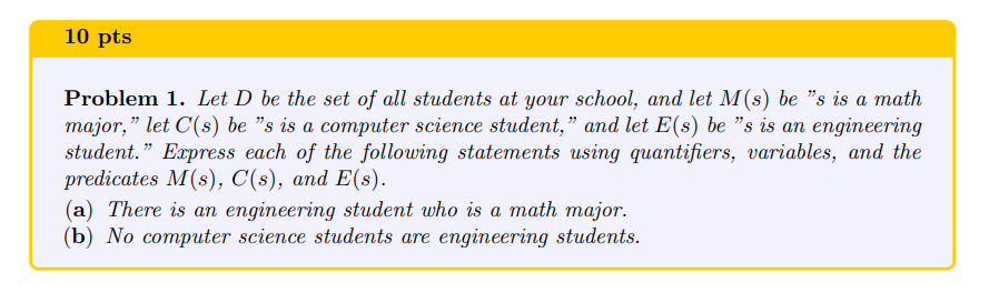 Solved Problem 1. Let D be the set of all students at your | Chegg.com