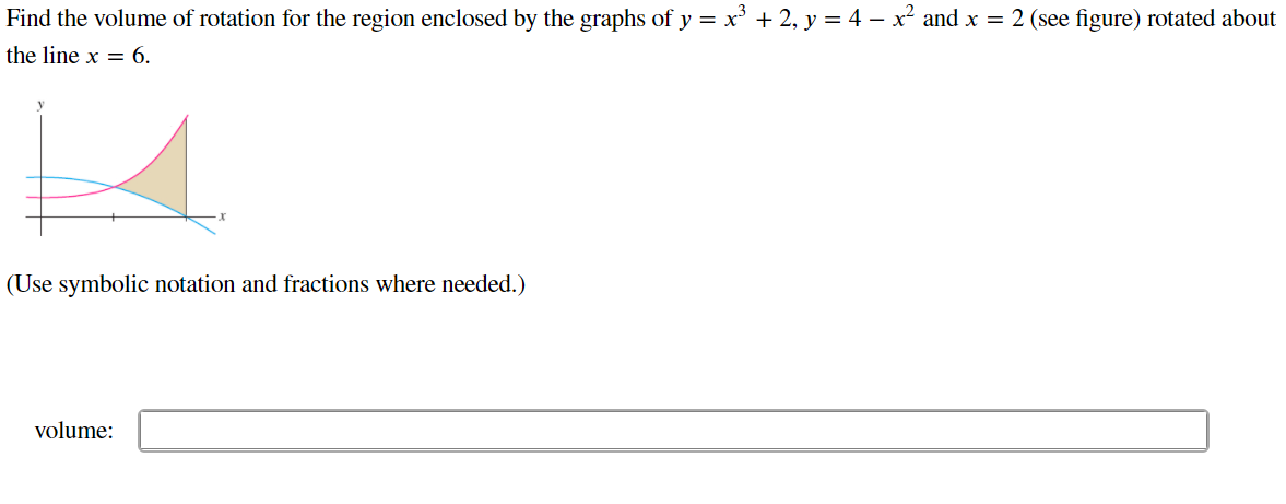 Solved Find the volume of rotation for the region enclosed | Chegg.com