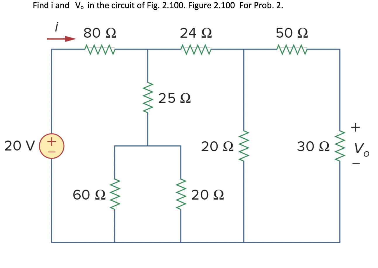 Solved Find i and Vo in the circuit of Fig. 2.100. Figure | Chegg.com