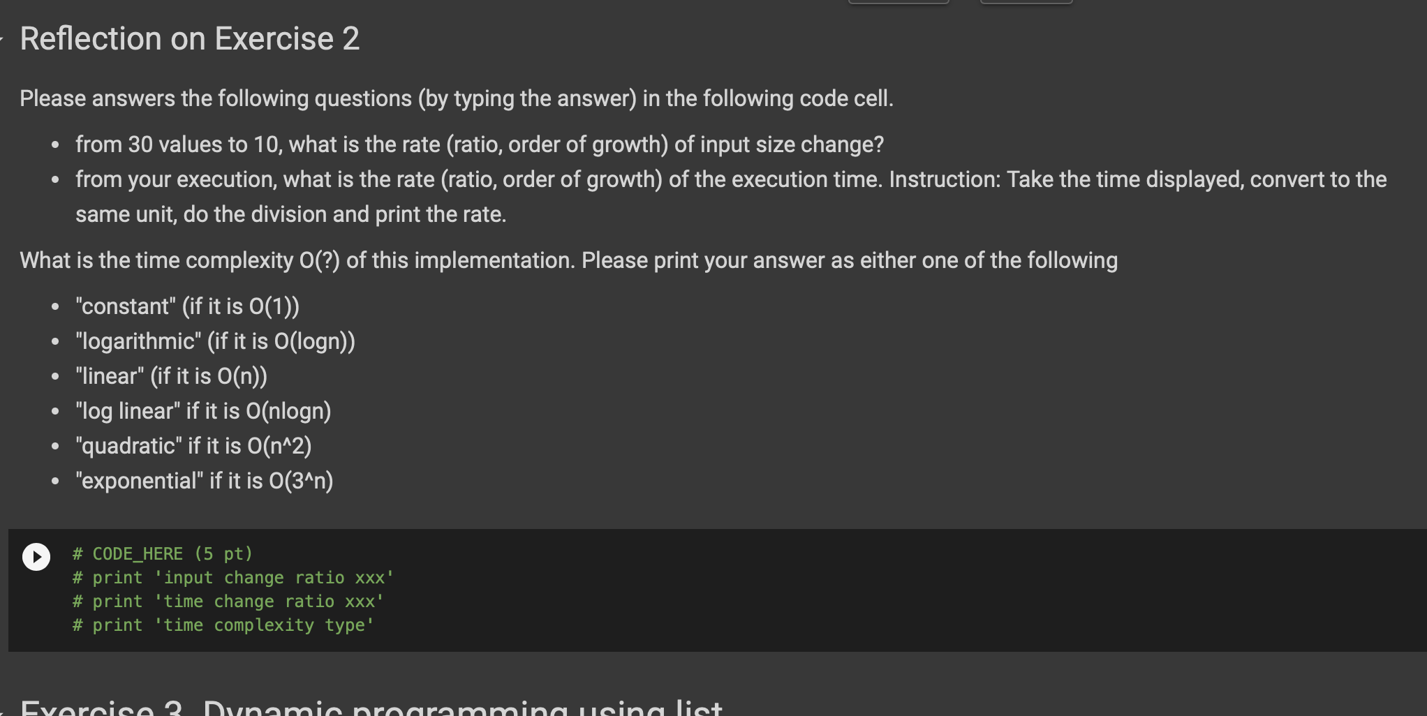 Solved Exercise 2. Dynamic programming using dictionary | Chegg.com
