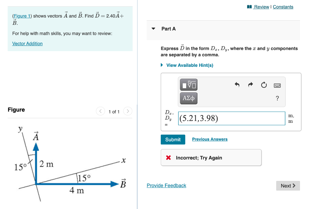 Solved Review Constants (Figure 1) Shows Vectors A And B. | Chegg.com