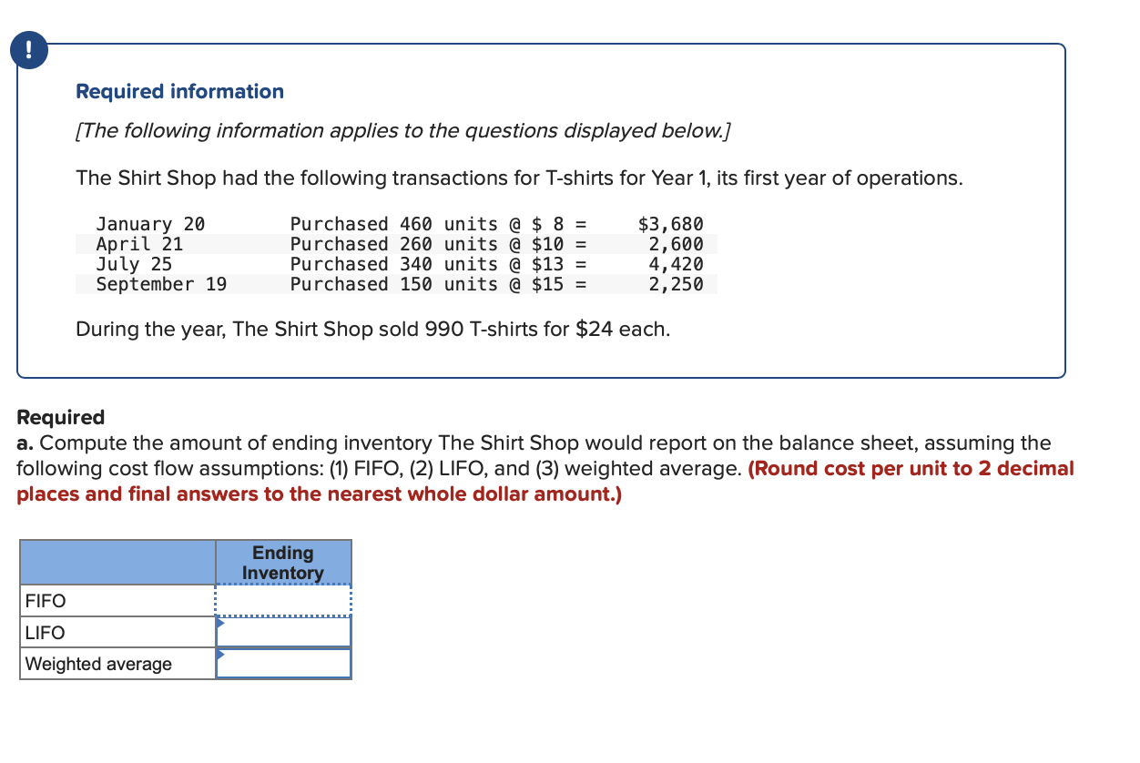 Answered: Required information [The following…