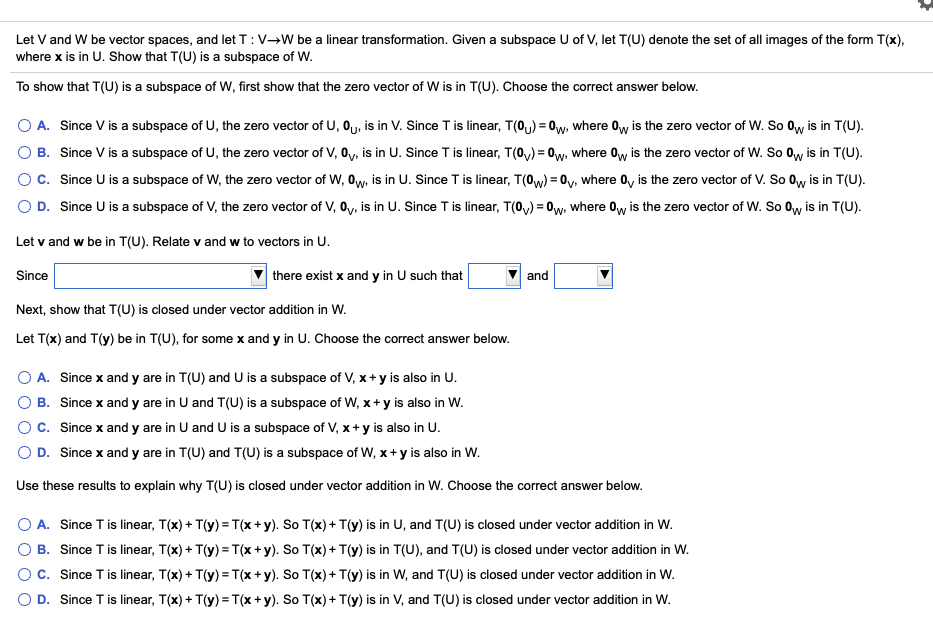 Solved Let V And W Be Vector Spaces And Let T V W Be A L Chegg Com