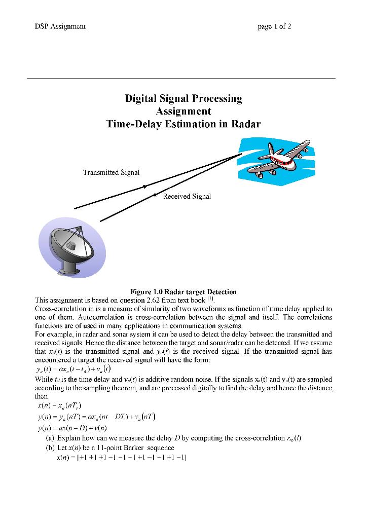 Figure 1 0 Radar target Detection This assignment is Chegg