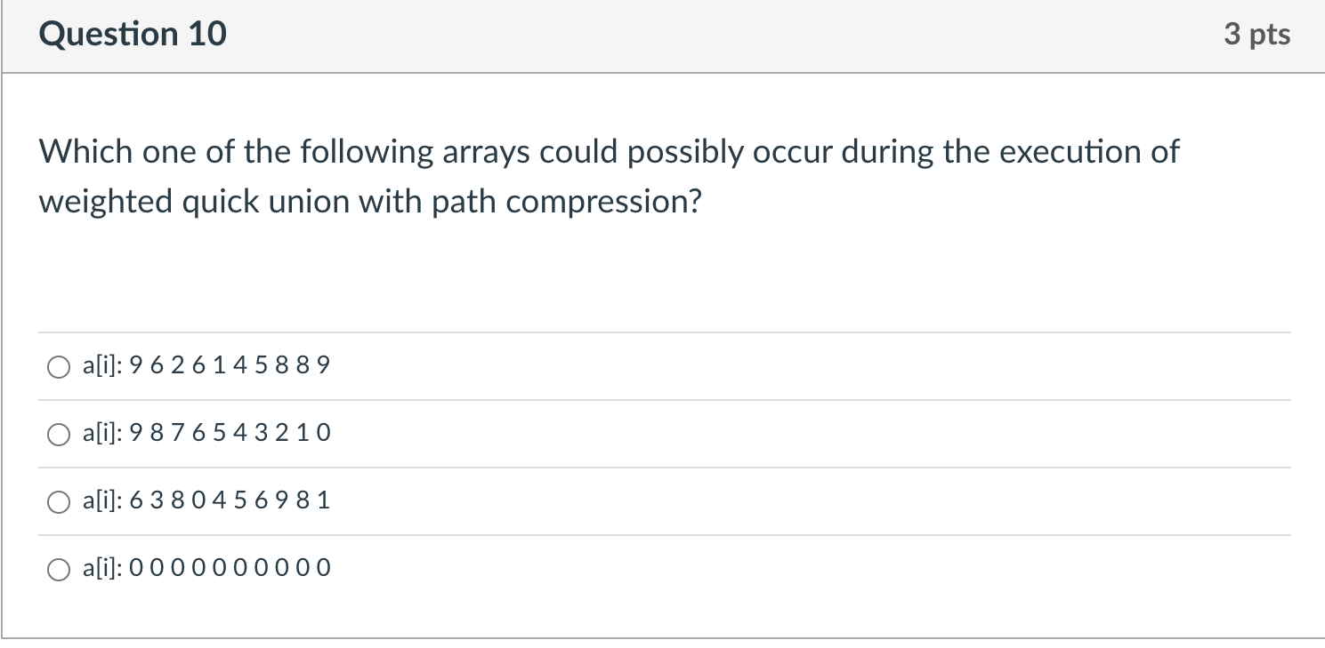 Solved Which one of the following arrays could possibly | Chegg.com