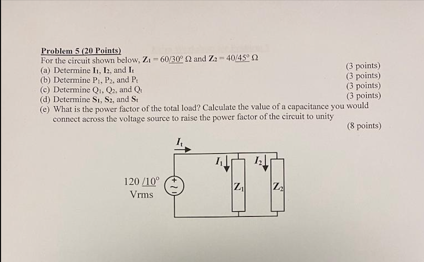 Solved Problem 5 (20 Points) For the circuit shown below, Zi | Chegg.com