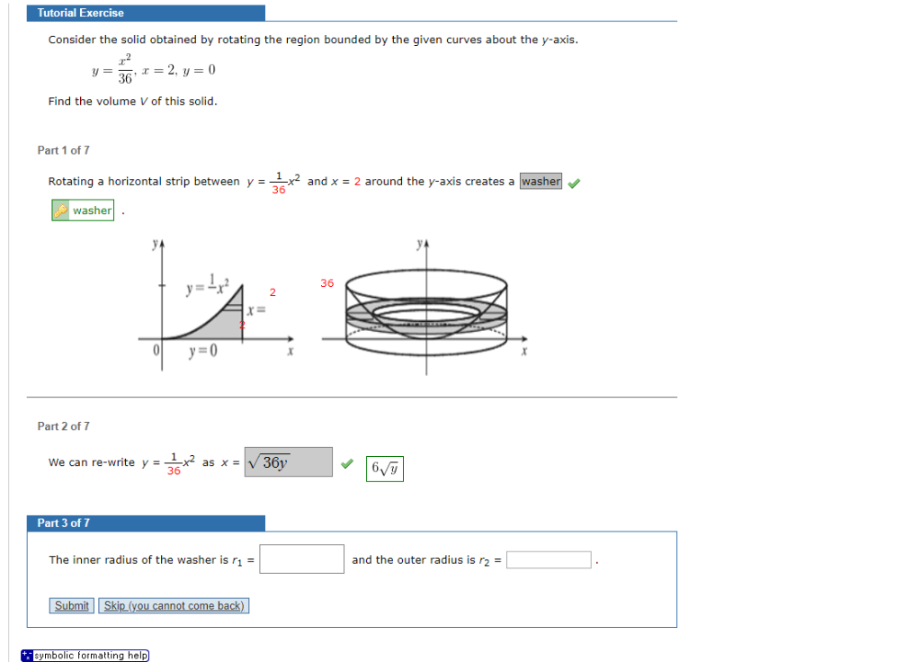 Solved Tutorial Exercise Consider the solid obtained by | Chegg.com