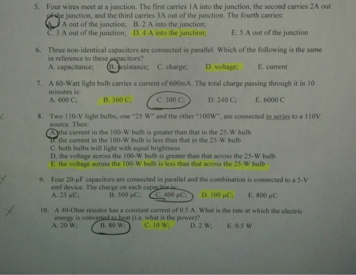 Solved 5. Four wires meet at a junction. The first carries