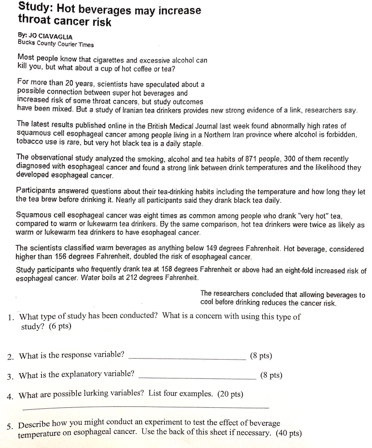 Study Hot beverages may increase throat cancer risk