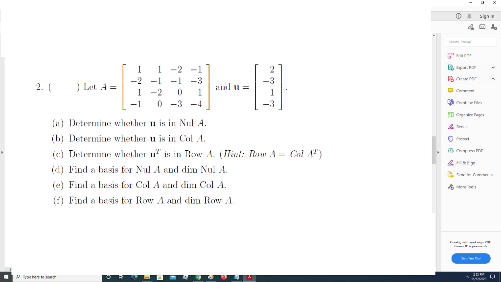 Solved need help in english LINEAR ALGEBRA please include | Chegg.com