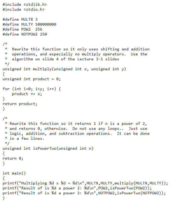 Solved Using C language program, the file simpleAlgs.c has | Chegg.com
