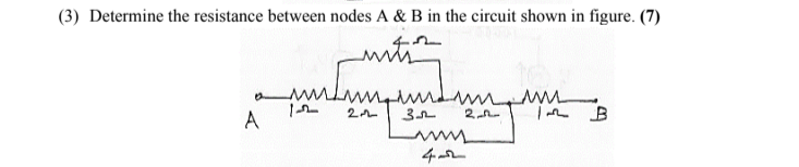 Solved 3) Determine the resistance between nodes A \& B in | Chegg.com